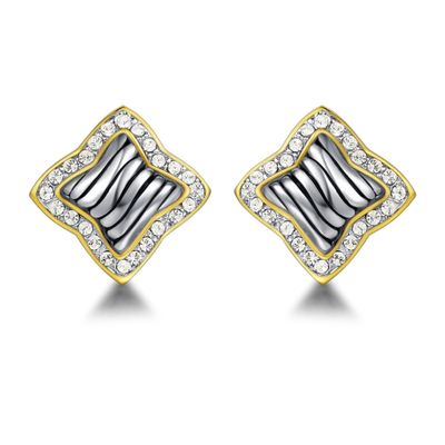 UNY JEWEL Jewelry Two Tone Twisted Wire Cable Designer Inspired Women Small Post Earring Christmas Valentine Gifts