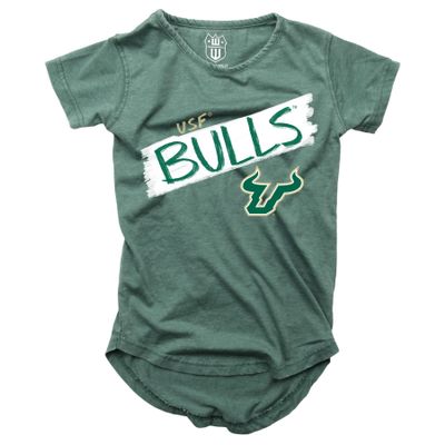 Wes and Willy NCAA Girls S/S Burnout Tee,South Florida Bulls,10,Evergreen