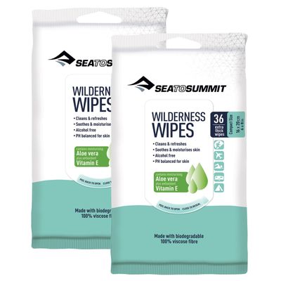 Sea to Summit Wilderness Wipes Rinse-Free Body Wipes, 2-Pack (36 wipes per pack)