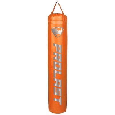 PROLAST Heavy Punching Kicking Bag for Adults, Boxing, MMA, Martial Arts, Muay Thai, Strength Training Equipment, Filled, 6ft, 150 lbs, Vertical Logo, Orange Silver