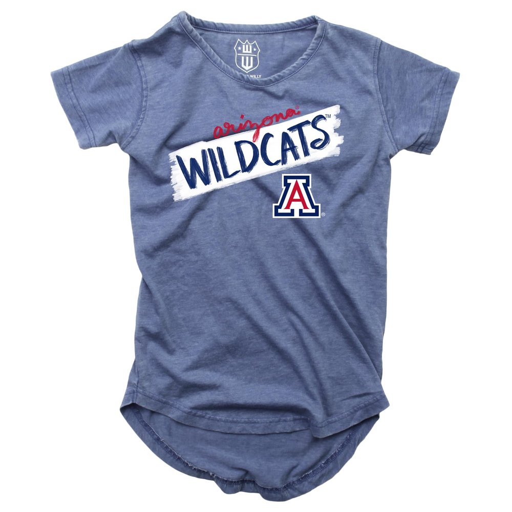 Wes and Willy NCAA Girls S/S Burnout Tee,Arizona Wildcats, 5,Midnight
