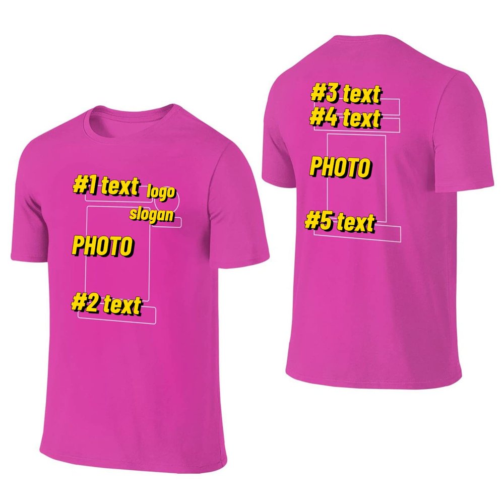 Custom Unisex T-Shirts,Custom Tee Shirts Design Your Own,Add Design/Text/Photo/Logo,Fuchusia
