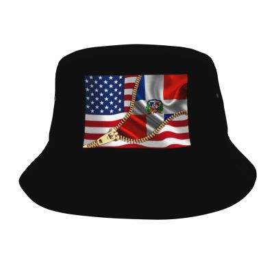American Flag and Dominican Republic Flag Bucket Hat Unisex Cotton Four Seasons Travel Bucket Beach Sun Hat Outdoor Cap Short Brim Visor Cotton Bucket Fashion Fisherman's Hat