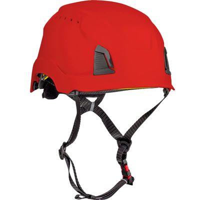 PIP Traverse Vented, Industrial Climbing Helmet with MIPS Technology, ABS Shell, EPS Foam Impact Liner, HDPE Suspension, 4-Point Chin Strap, ANSI II, Red (280-HP1491RVM-15)