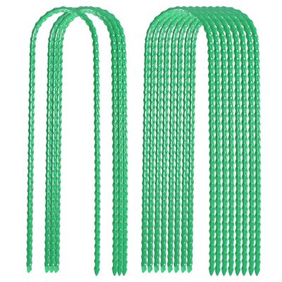 10"x2" Trampolines Wind Stakes Green Heavy Duty U Shape Steel Garden Stakes Ground Anchors with Sharp End for Camping Tent, Garden Staples, Trampoline Pins (24)