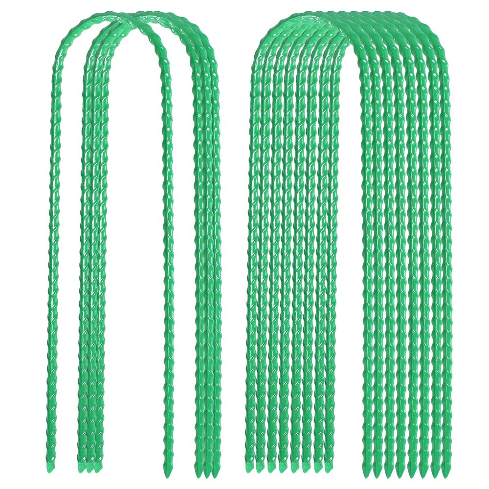 10"x2" Trampolines Wind Stakes Green Heavy Duty U Shape Steel Garden Stakes Ground Anchors with Sharp End for Camping Tent, Garden Staples, Trampoline Pins (24)