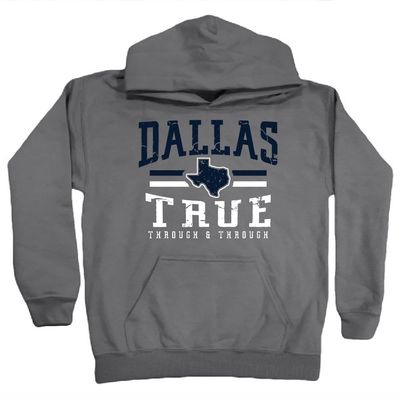 Xtreme Apparrel Vintage Dallas Kids Hoodie Sweatshirt for Football Fans (Charcoal Hoodie, YXL)