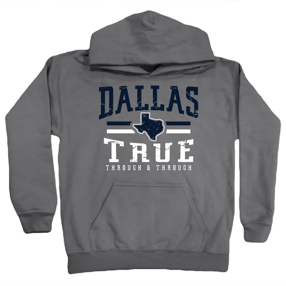 Xtreme Apparrel Vintage Dallas Kids Hoodie Sweatshirt for Football Fans (Charcoal Hoodie, YXL)