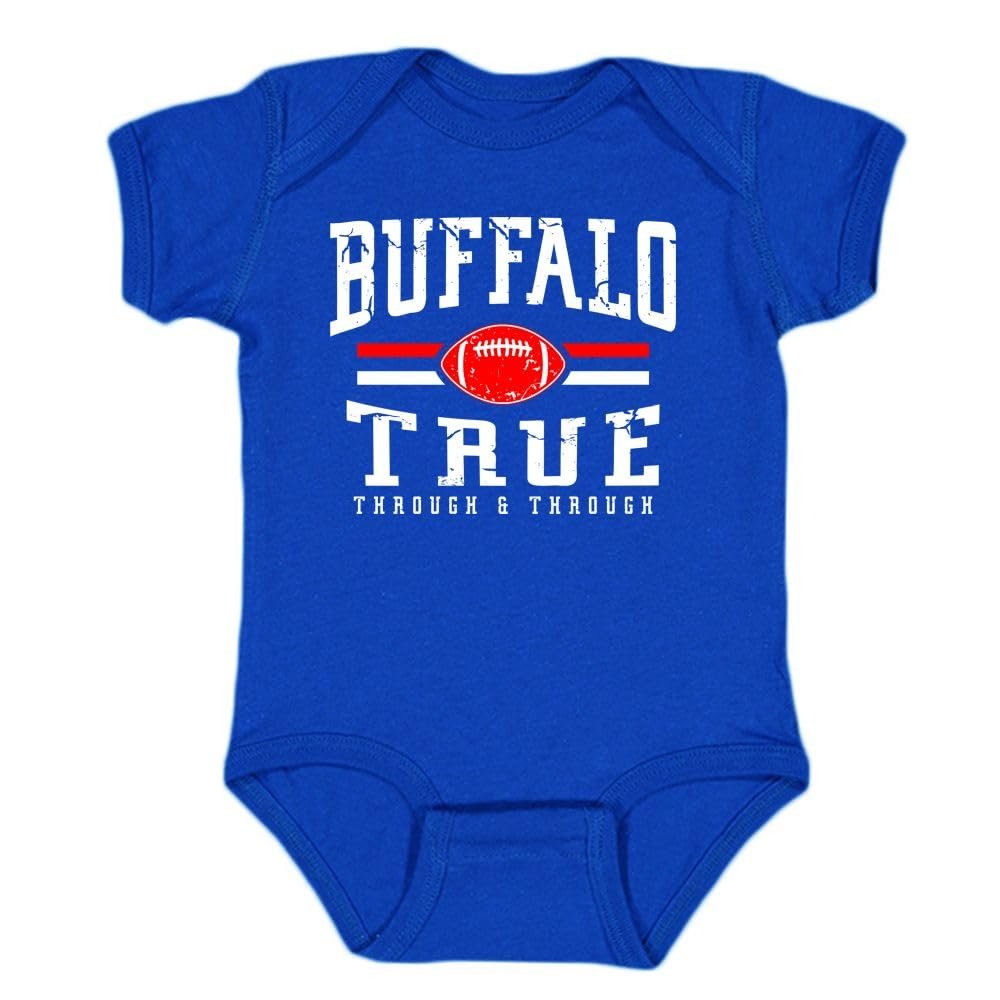 Buffalo Retro Team Kid's Bodysuit for Football Fans (Royal, 24M)