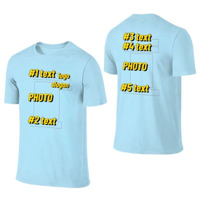 Custom Unisex T-Shirts,Custom Tee Shirts Design Your Own,Add Design/Text/Photo/Logo,Sky Blue