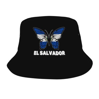 El Salvador Flag Butterfly Bucket Hat Unisex Cotton Four Seasons Travel Bucket Beach Sun Hat Outdoor Cap Short Brim Visor Cotton Bucket Fashion Fisherman's Hat