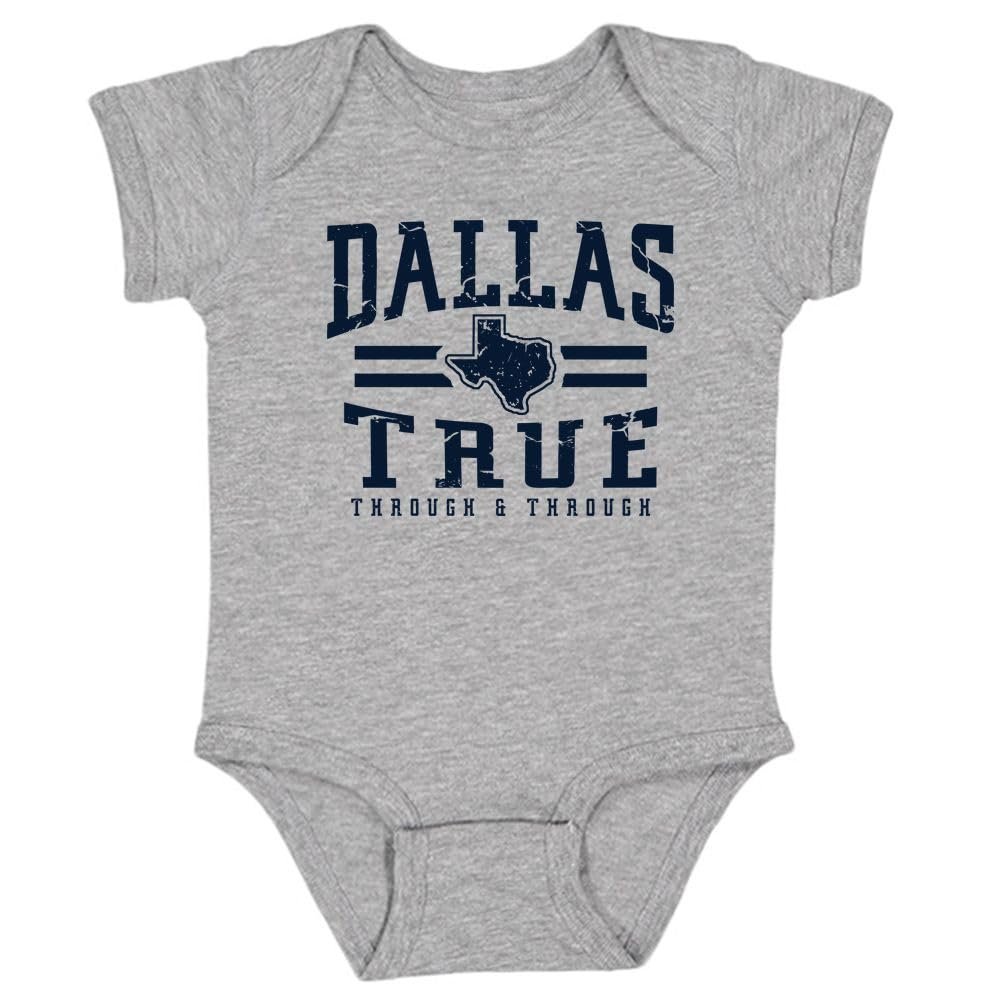 Vintage Dallas Baby Bodysuit for Football Fans (Sport Grey, 24M)