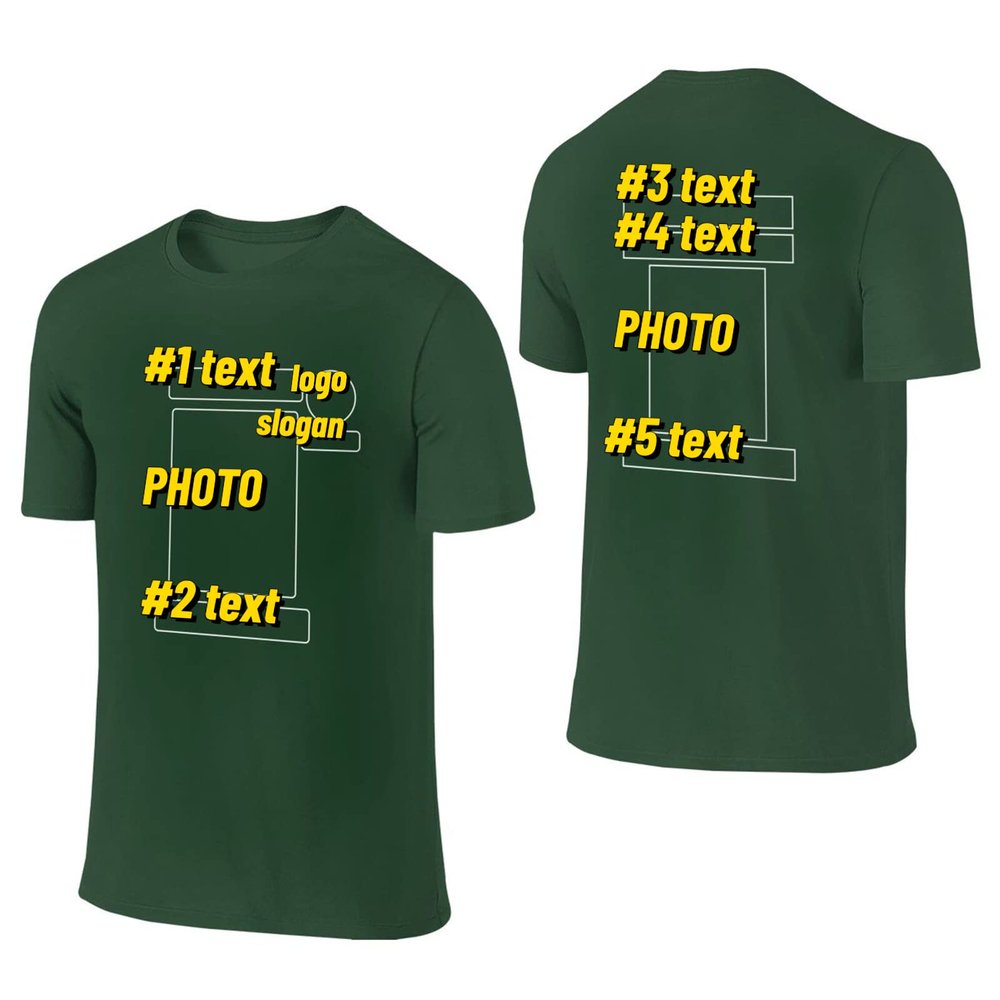 Custom Unisex T-Shirts,Custom Tee Shirts Design Your Own,Add Design/Text/Photo/Logo,Dark Green