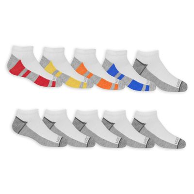Fruit of the Loom Boys' Ultimate Sports Comfort No Show Socks (10 Pack), WHITE, Medium