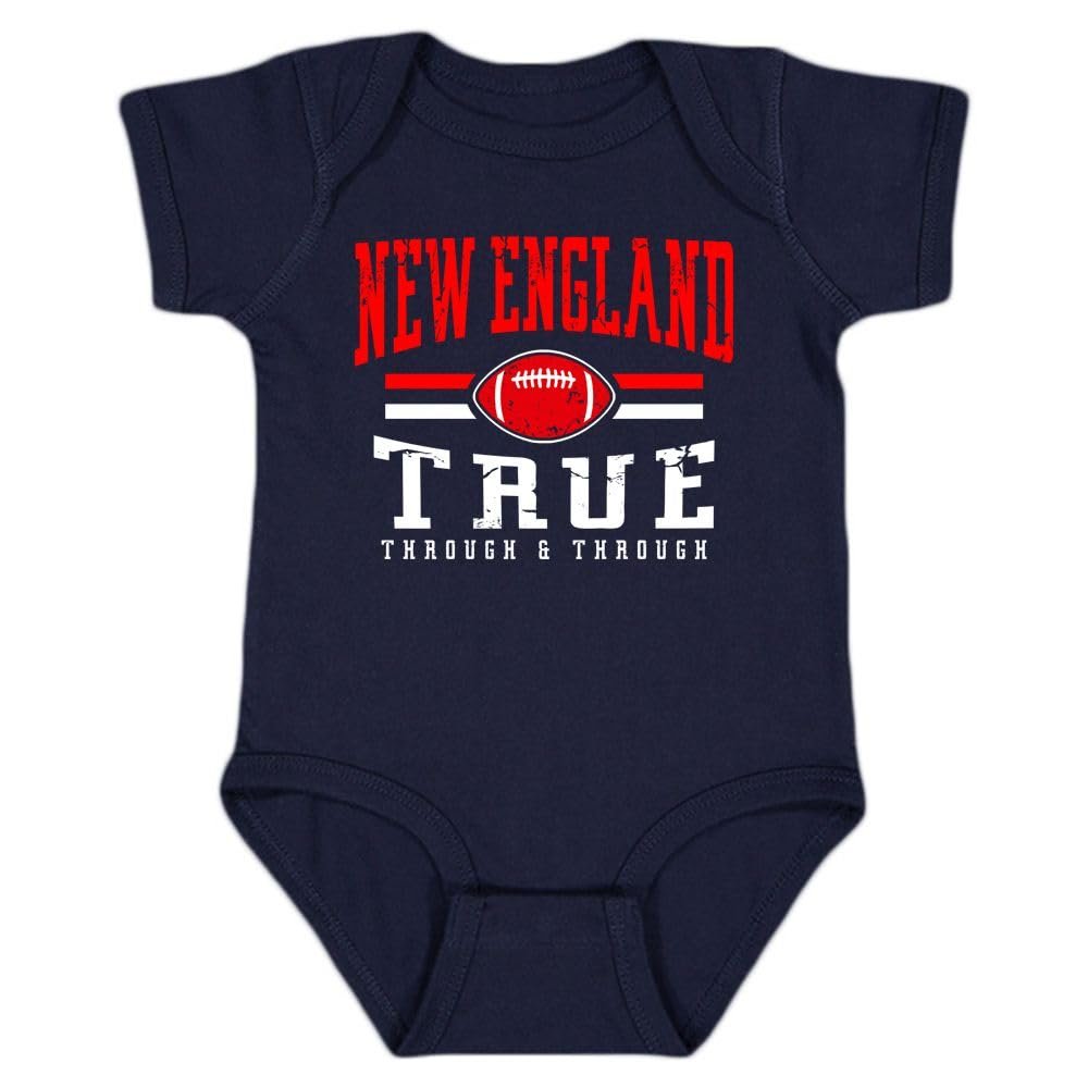 Xtreme Apparel New England Retro Team Kid's Bodysuit for Football Fans (Navy, 24M)