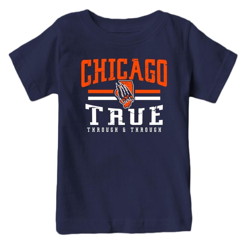 Xtreme Apparel Chicago Football Retro Team Kid's Fan T-Shirt (Navy Shirt, YM)