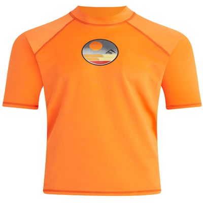 Kanu Surf Mens Fiji UPF 50+ Short Sleeve Sun Protective Rashguard Swim Rash Guard Shirt, Vibrations Orange, X-Large US