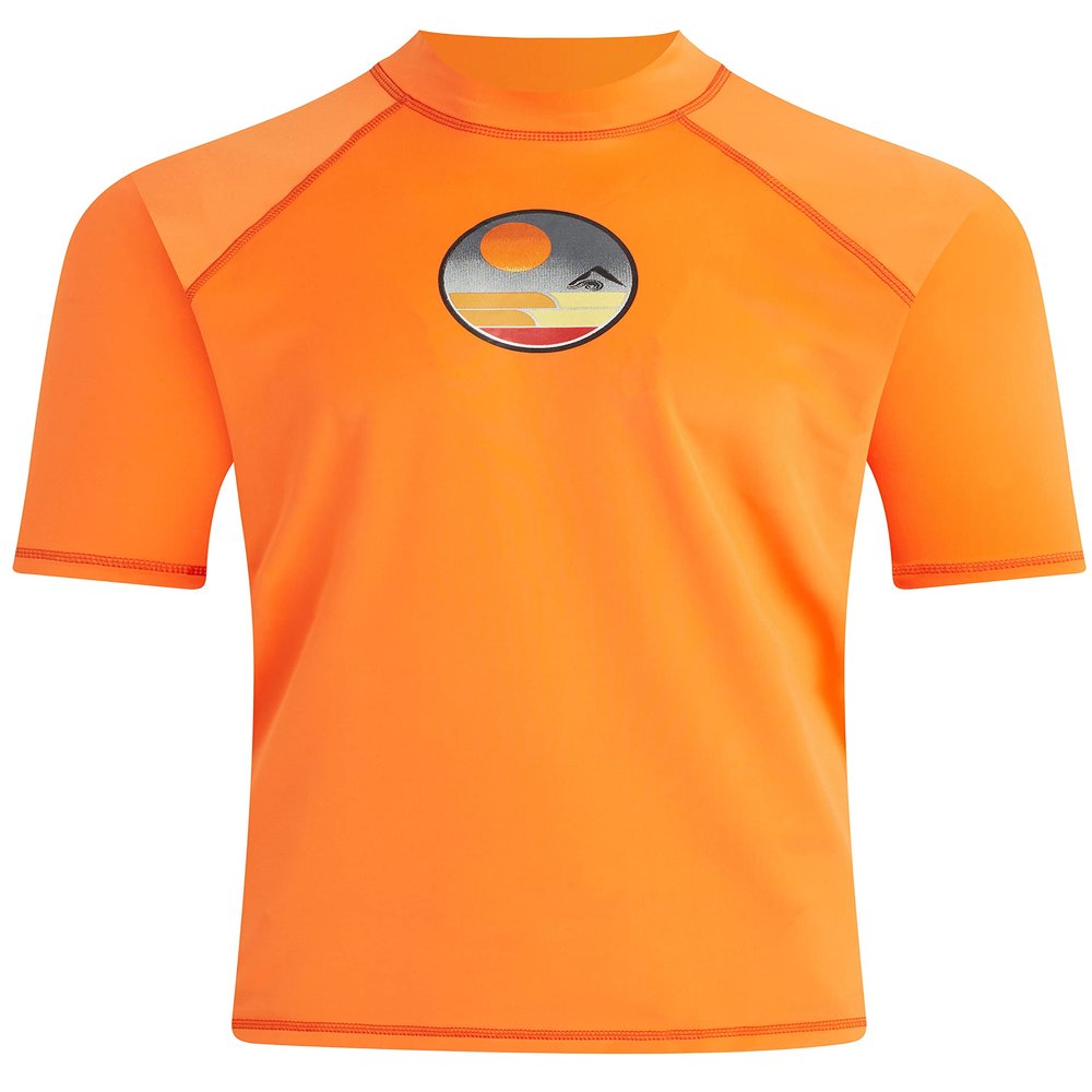 Kanu Surf Mens Fiji UPF 50+ Short Sleeve Sun Protective Rashguard Swim Rash Guard Shirt, Vibrations Orange, X-Large US