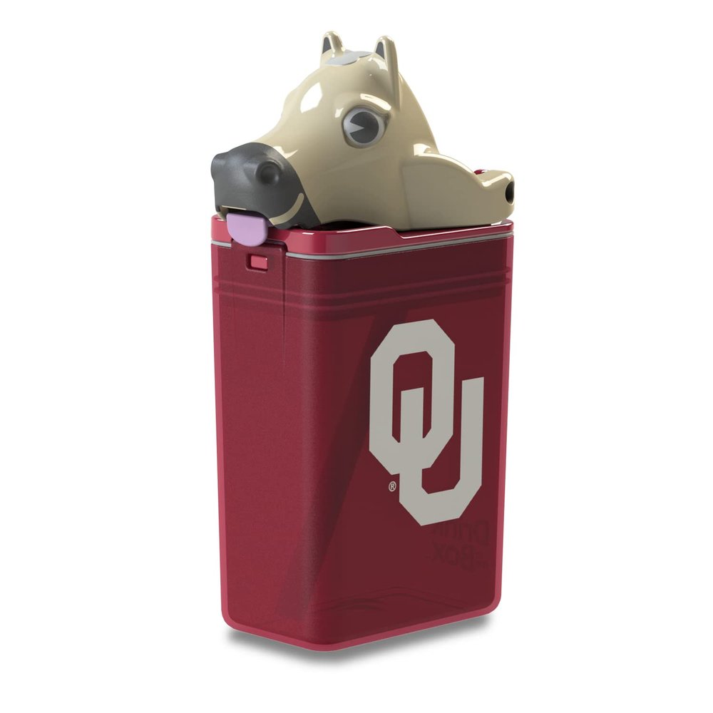 FUNTOPS Reusable Water Bottle | Officially Licensed NCAA Sports Bottle | BPA Free | Dishwasher Safe | Boomer & Sooner Mascot | 8 oz Drink in the Box - The University of Oklahoma