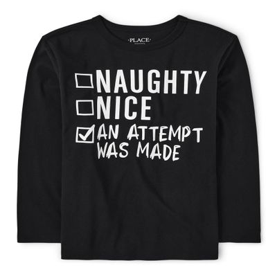 The Children's Place Boys' Long Sleeve Christmas Graphic T-Shirt, Nice List, 2X-Large