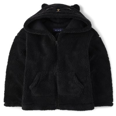The Children's Place Girls' Sherpa Hooded Coat Winter and Fall Outerwear Jacket, Cat, X-Small