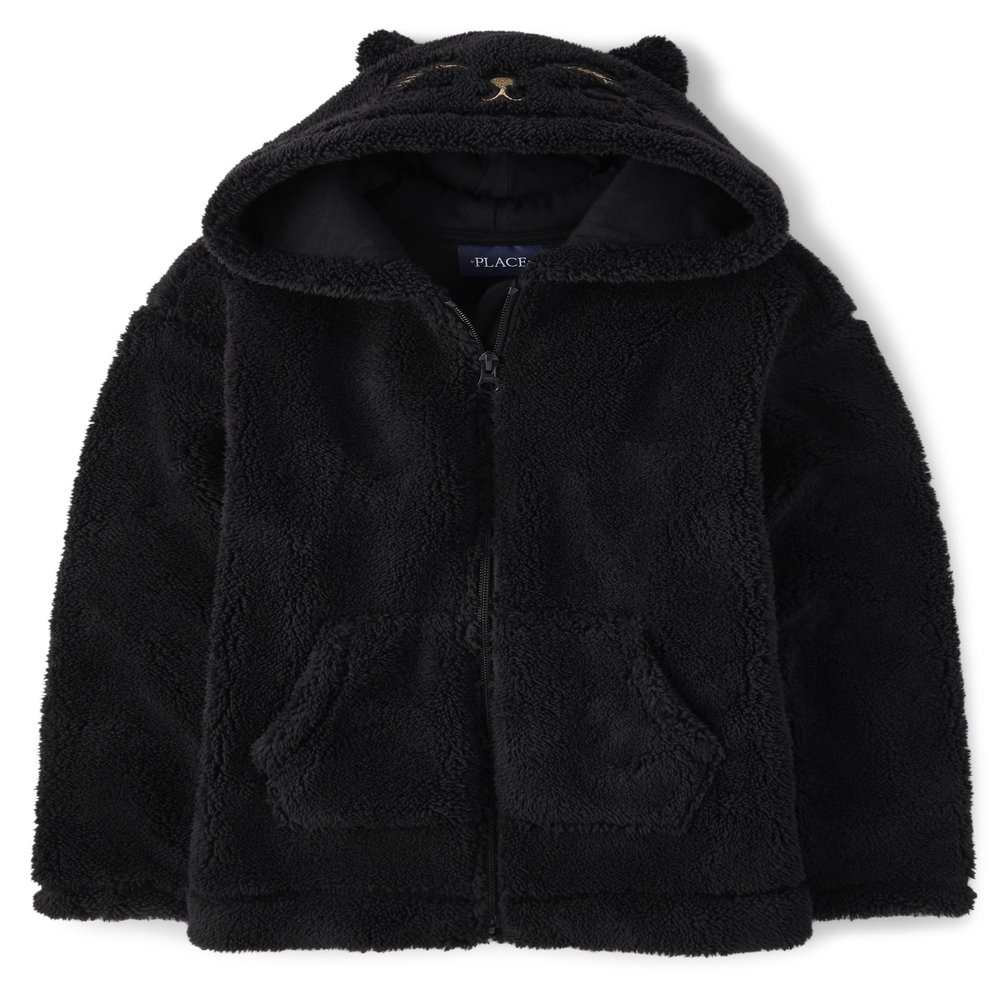The Children's Place Girls' Sherpa Hooded Coat Winter and Fall Outerwear Jacket, Cat, X-Small