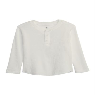 GAP Baby Boys Thermal Long Sleeve New Off White 0-3M