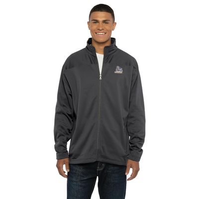 Vantage Apparel Men's Collegiate Full Zip Soft Shell Micro Fleece Jacket, James Madison Dukes, Dark Gray, Small
