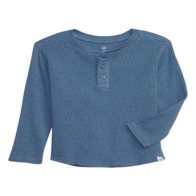 GAP Baby Boys Thermal Long Sleeve Bainbridge Blue 3-6M