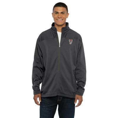 Vantage Apparel Men's Collegiate Full Zip Soft Shell Micro Fleece Jacket, North Carolina State Wolfpack, Dark Gray, Large