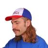 FantaLook Red White and Blue Mullet Brown Wig with Mustache for Men 4th of July view 2