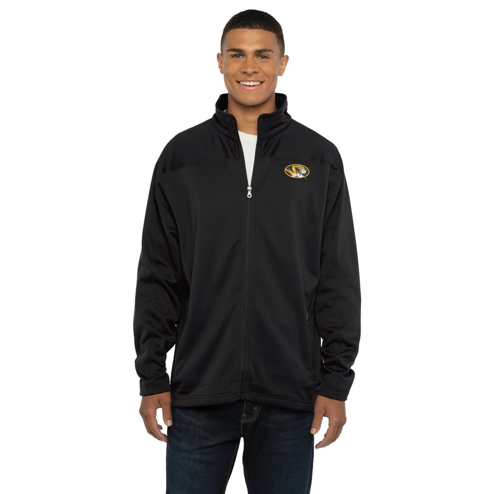 Vantage Apparel Men's Collegiate Full Zip Soft Shell Micro Fleece Jacket, Missouri Tigers, Black, Large