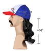 FantaLook Red White and Blue Mullet Black Wig with Mustache for Men 4th of July view 4