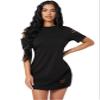 ODOCA Dresses for Women Ripped Detail Solid Dress (Color : Black, Size : X-Small) view 1