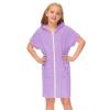 Kid's Zip Up Terrys Hooded Coverups Swim Beach Cover Up Cotton Summer Short Sleeve Bathing Suit (Purple, 6-7 Years) view 2