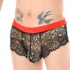 ACSUSS Mens Lingerie Lace Floral Sissy Panties Pouch Low Rise Bikini Briefs Underwear Red&Black Underpants XX-Large view 2