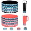 2 Pcs Tumbler Bottom Protector Boot for Stanley Quencher Adventure 40oz & Stanley IceFlow 20oz 30oz and Compatible with Hydro Flask 12oz 21oz 24oz (Blue wave Hibiscus/Blue wave Black)
