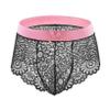 ACSUSS Mens Lingerie Lace Floral Sissy Panties Pouch Low Rise Bikini Briefs Underwear Pink&Black Underpants Medium view 1