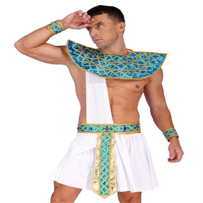 Alvivi Men Ancient Roman Costume Set Egypt Prince Role Play Outfit for Halloween Dress Up Party White Large