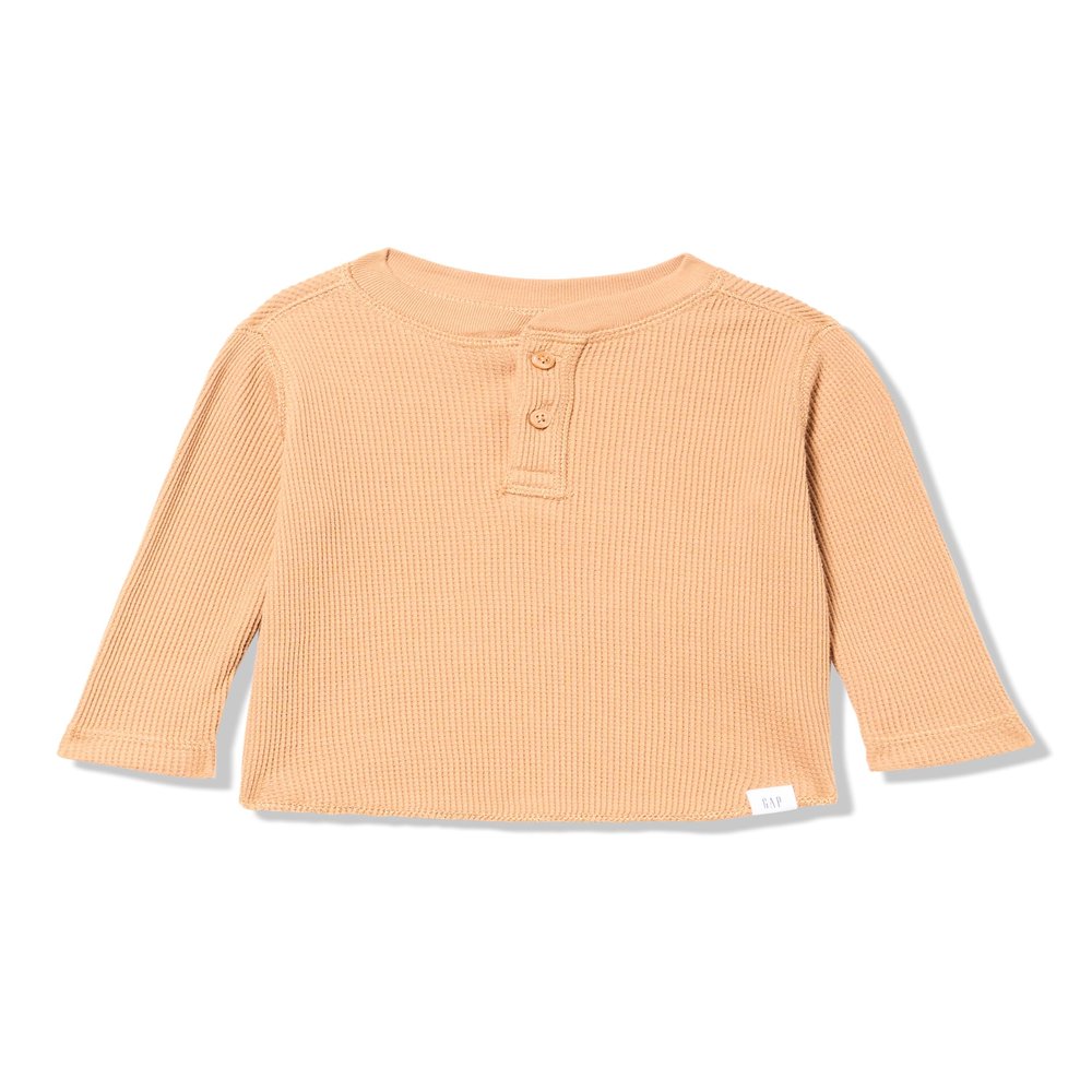 GAP Baby Boys Thermal Long Sleeve Holiday Brown 3-6M