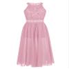 Manyakai Kids Girls Sleeveless Floral Lace Shiny Rhinestone Maxi Dress Dance Birthday Party Bridesmaid Gown Pink 6 Years view 1