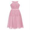 Manyakai Kids Girls Sleeveless Floral Lace Shiny Rhinestone Maxi Dress Dance Birthday Party Bridesmaid Gown Pink 6 Years view 2