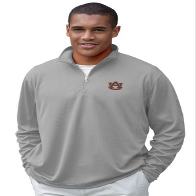 Vantage Apparel Men's Collegiate Micro Mesh Performance Gray 1/4 Zip Pullover, Auburn Tigers, Gray, Medium