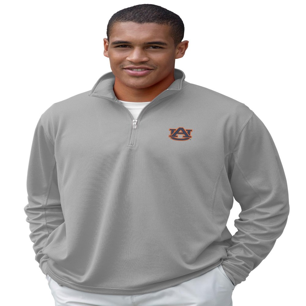 Vantage Apparel Men's Collegiate Micro Mesh Performance Gray 1/4 Zip Pullover, Auburn Tigers, Gray, Medium