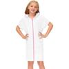 Kid's Zip Up Terrys Hooded Coverups Swim Beach Cover Up Cotton Summer Short Sleeve Bathing Suit Girls (White, 6-7 Years) view 3