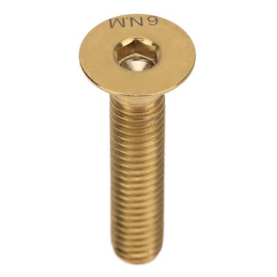 Bike Stem Bolt Screw, M6 x 30mm Flat Head Headset Cap Bolt Bike Headset Stem Top Cap Titanium Alloy Bike Fixing Disc Caliper Gold
