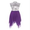 JEEYJOO Liturgical Worship Praise Dance Dress Tunic for Women Sleeveless Silver Metallic Lyrical Dance Costume Purple Large view 1