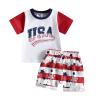 4th of July Baby Boys Outfit American Flag USA Letter Print Shirt and Shorts Set Summer Toddler Infant Boy Clothes (#12 USA-White Red Blue, 6-12 Months) view 1