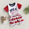 4th of July Baby Boys Outfit American Flag USA Letter Print Shirt and Shorts Set Summer Toddler Infant Boy Clothes (#12 USA-White Red Blue, 6-12 Months) view 2