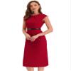 Allegra K Business Dress for Women's Work Elegant 2026 Cap Sleeve Belted Office Sheath Dresses X-Small Red view 1